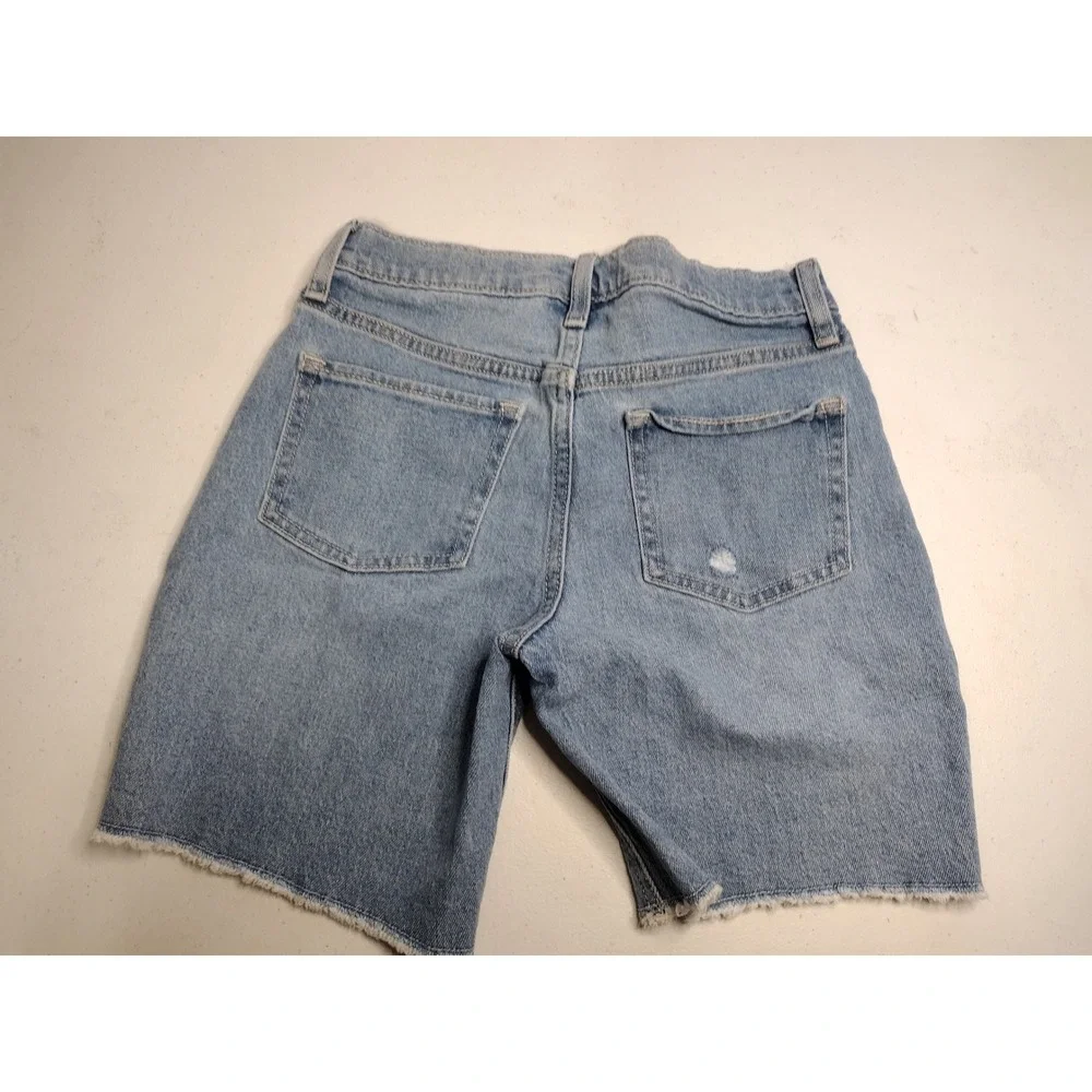 Old Navy Girls Size 12‎ High-Rise Bermuda Jean Shorts Light Wash Built-In Tough